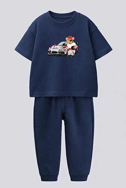 Monila Boys' Cotton Car Printed T-Shirt and Sweatpants 2-Piece Set