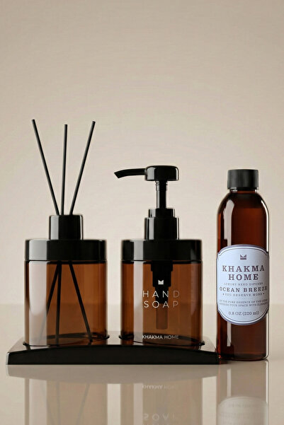 KHAKMA Σετ Διανομέα Υγρού Σαπουνιού Ocean Breeze Scented Amber - 220 ml Διανο...