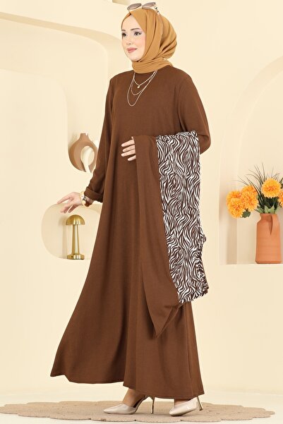 ModaMerve Zebra Desenli Bürümcük Takım 0354ERK1158-MS Kahve