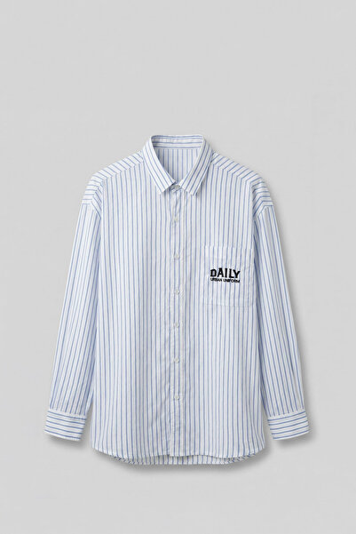 ablukaonline Men's Striped Oversize Long Sleeve Shirt with Embroidery Detail ...