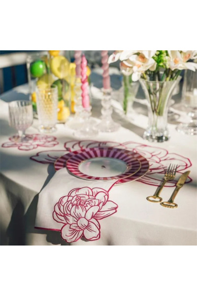 2Ddesign Çiçek Desenli Dekoratif Supla | Şık ve Zarif Amerikan Servis | (6 Ad...