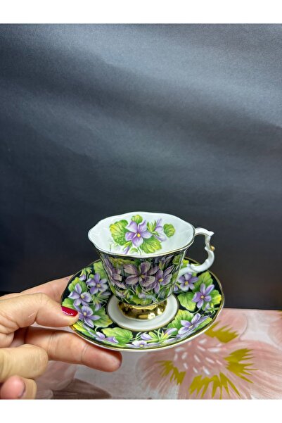 Royal Albert provincial flowers purple violet çay fincanı