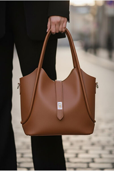 GIG Lock Detailed Tote Women's Hand and Shoulder Bag with Puppy Detail and In...