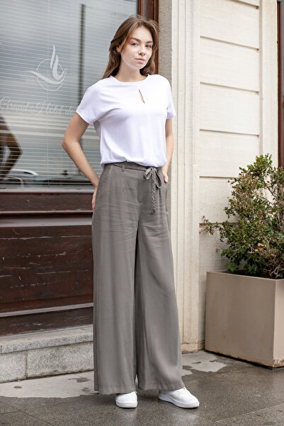 Jument Țesătură diagonală modal pentru femei, talie înaltă laterală, cu buzun...