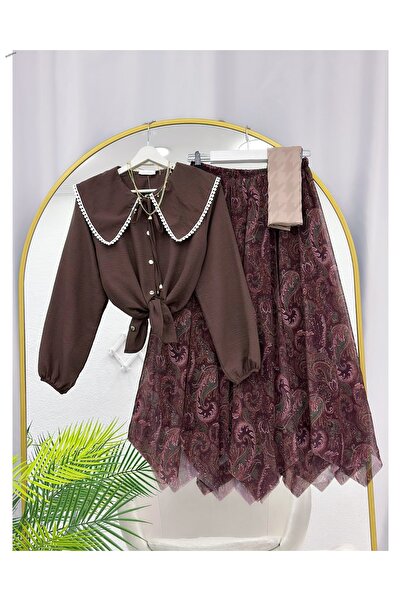 YEDİLALE Fisto Shirt and Asymmetric Chiffon Skirt Dual Set [Excluding Shawl]