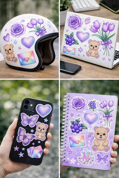 Limitless Design مجموعة ملصقات مور أستيتيك 22x30 سم - ملصقات زهور، فراشات، قل...