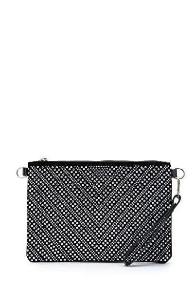 minebag Stone Detailed Clutch Rexie Plain White Women's Evening Dress Bag