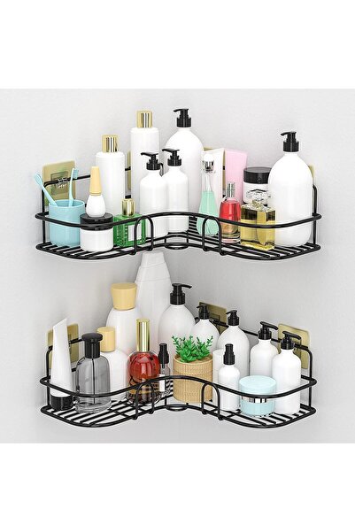 CELİSSE Yapışkanlı 2 Adet Banyo Köşeliği Köşe Rafı Duş Şampuanlık Duvar Düzen...