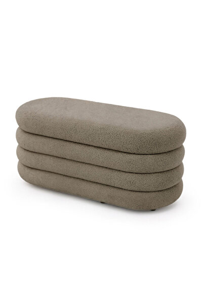 SERSIMO Puffo pouf bench with storage, teddy upholstery, 100x42x42 cm, mocha