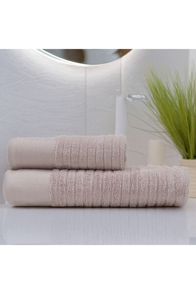 Lenjerii Deosebite Set of 2 100% Cotton bath towels in gift box, jacquard 500...