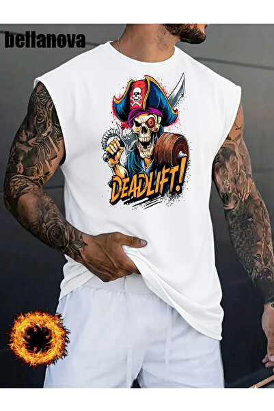 bellanova قميص رجالي أبيض مطبوع بقصة واسعة من القطن وياقة دائرية