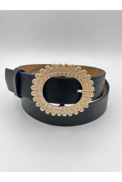 MODAM HİFA Gold Buckle Stoned Women's Belt Trouser Belt Dress Belt Shirt Belt...