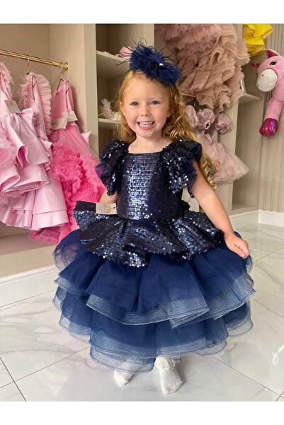 Lindissima Payetli Kat Kat Tül Kız Çocuk Abiye Elbise - Beyaz-Lacivert-Siyah ...