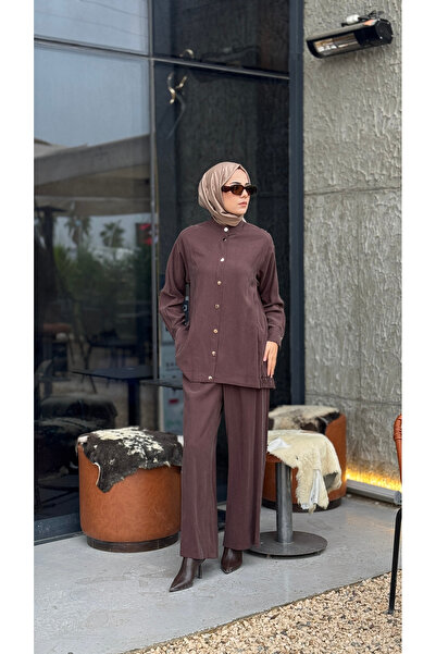AlMarwah Düğme Detaylı Pantolonlu Takım 202971