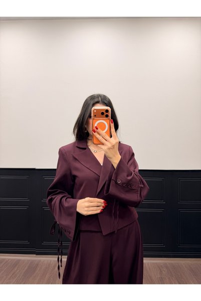 LOISY Kadın İp Detaylı Blazer Ceket Pantolon Takım