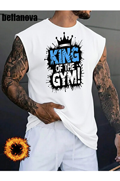 bellanova Men's White Printed Oversized Cut Cotton Crew Neck Undershirt