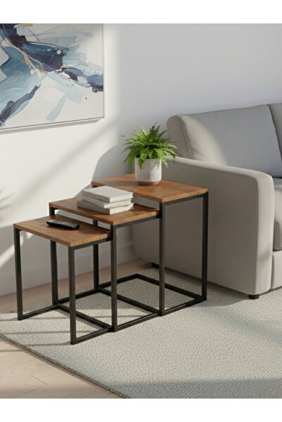 BEC13 Modern design nesting wooden serving table set (3 pieces)
