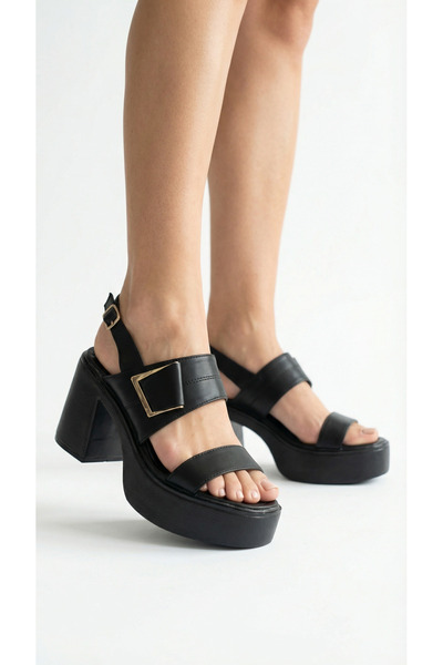 Limeo Side Buckle Detailed High Heeled Ankle Buckle Women's Summer Sandals