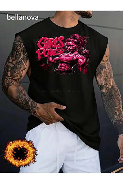 bellanova Men's Streetwear Style Original Lettered Black Cotton Tank Top Clot...