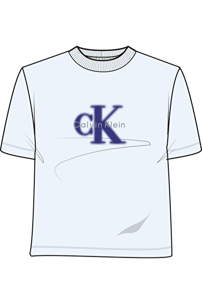 Calvin Klein Ss Kadın Boxy Seasonal Monologo Graphic Beyaz T-Shirt