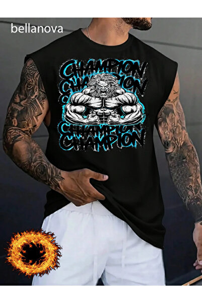 bellanova Men's Sports and Casual Stylish Printed Cotton Fabric Black Fitness...