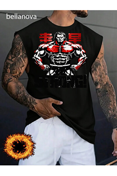 bellanova ملابس رجالية على طراز ستريت وير، قميص بدون أكمام من القطن الأسود ال...