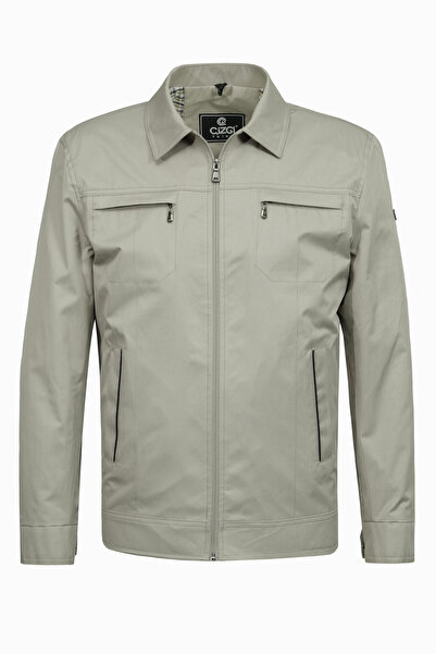 Çizgi Triko Men's Polo Collar Seasonal Coat with Six Pockets and Lining - A00005
