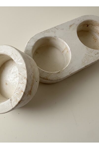 Homera Design Minimalist Mermer Dokulu 2’li Tealight Seti - Modern Ev Dekoras...