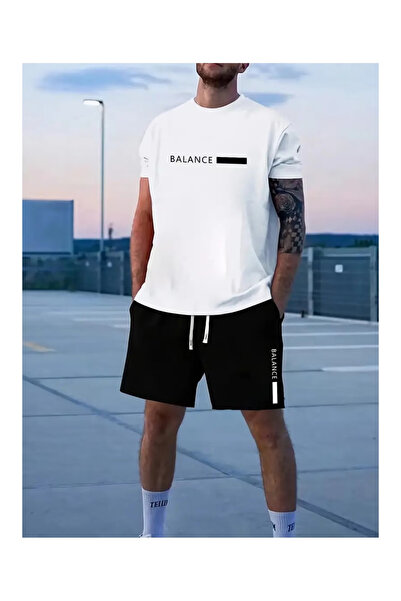 PENTHİLUS Printed Top-Bottom Set - Men's T-Shirt and Shorts Two-Piece Set