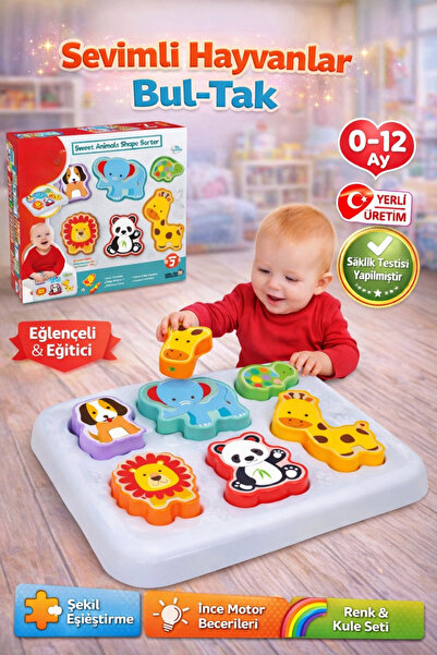 DENAPCAL Eğitici Sevimli Hayvanlar Bul-Tak - Bultak Lego - Motor Becerileri -...