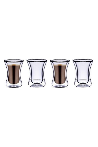 Blackstone Double Wall Estikana Glass Cups 100ml Set of 4 Tea Coffee Clear DG893
