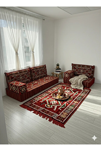 BAKIRÖZÜ HOME 20 cm Kalınlıklı Şark Köşesi Takımı - 70x190 + 70x95 Anadolu Kı...