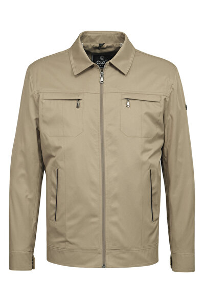 Çizgi Triko Men's Polo Collar Seasonal Coat with Six Pockets and Lining - A00005