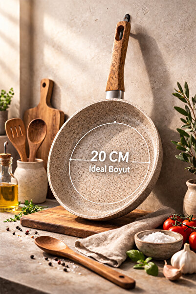 FIDUCIA 20 CM Granit Döküm Tava Bakalit Saplı Yapışmaz Kalın Taban
