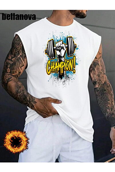 valeriae قميص رجالي أبيض مطبوع بقصة واسعة من القطن وياقة دائرية