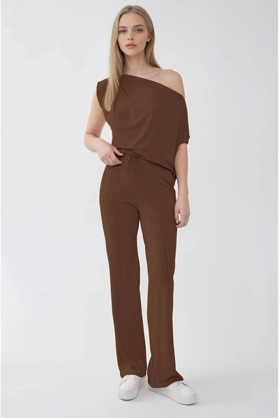 Vitrin Comfortable Pants with Front Seams and Elastic Waist