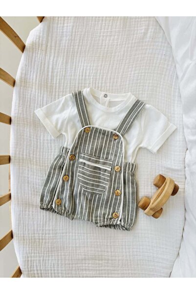 NUNU BABY Thomas Çizgili Salopet Takım