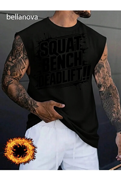 bellanova Men's Streetwear Style Original Lettered Black Cotton Tank Top Clot...