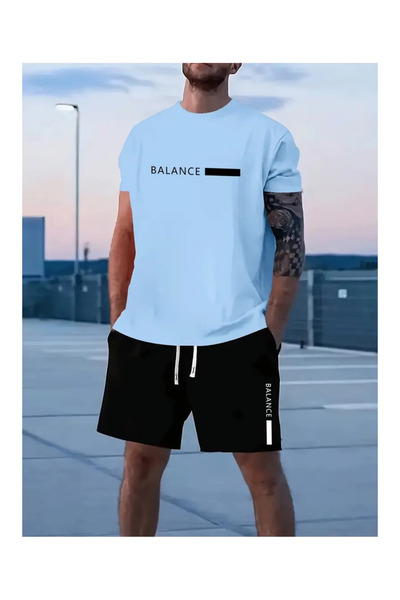 PENTHİLUS Printed Top-Bottom Set - Men's T-Shirt and Shorts Two-Piece Set