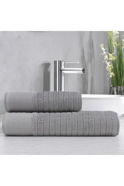 Lenjerii Deosebite Set of 2 100% Cotton bath towels in gift box, jacquard 500...