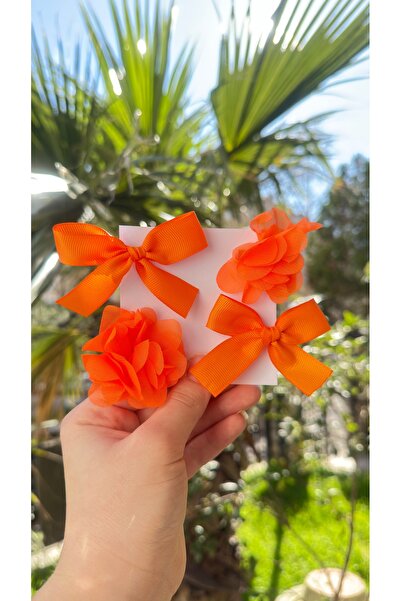 Toka Perisi Baby Girl Orange Frida Bow 4-Piece Buckle Set