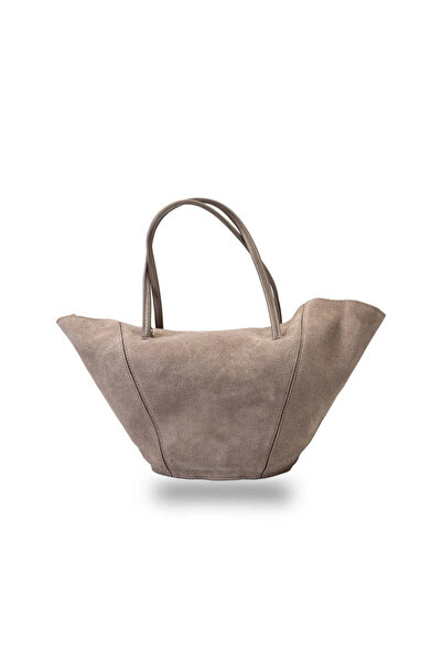 TORO NERO Women's bag made of dark taupe leather Diana