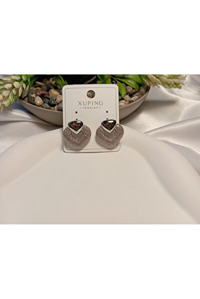 XUPING JEWELRY أقراط على شكل قلب مرصعة بحجر الزركون (1.5 سم)