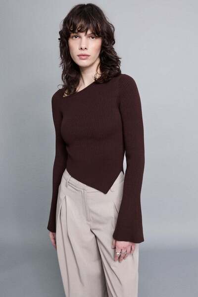 VATKALI Asymmetrical Collar Spanish-Style Sleeveless Knitwear Blouse