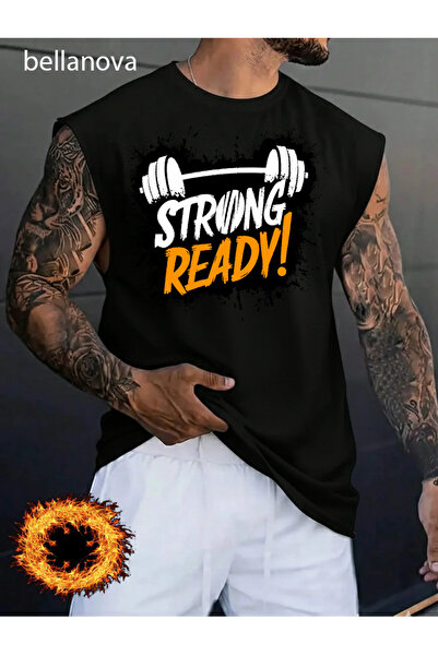 bellanova ملابس رجالية على طراز ستريت وير، قميص بدون أكمام من القطن الأسود ال...