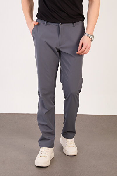 Erkek Gri Klasik Slim Fit Paraşüt Kumaş Pantolon 07 Model