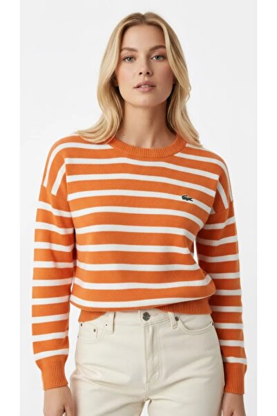 Park Karon Women's Crew Neck Striped 100% Cotton Knitwear Sweater 10273.Ctn