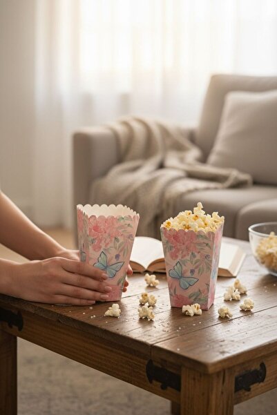 Cadde Süs Butterfly Themed Popcorn 8 Pieces Corn Box