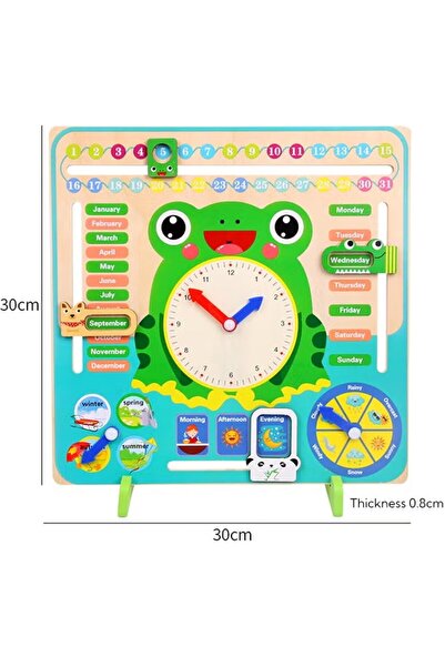 Generic Montessori Wooden Calendar Clock for Kids | Time, Date, Weather & Seasons Learning Board | Educational Toy Age 3+