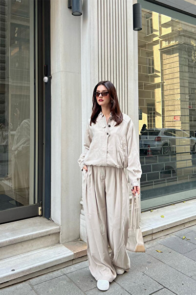 Klex طقم نسائي مكون من قميص وبنطلون بمقاس كبير - قصة مريحة، أسلوب عصري وكاجوال